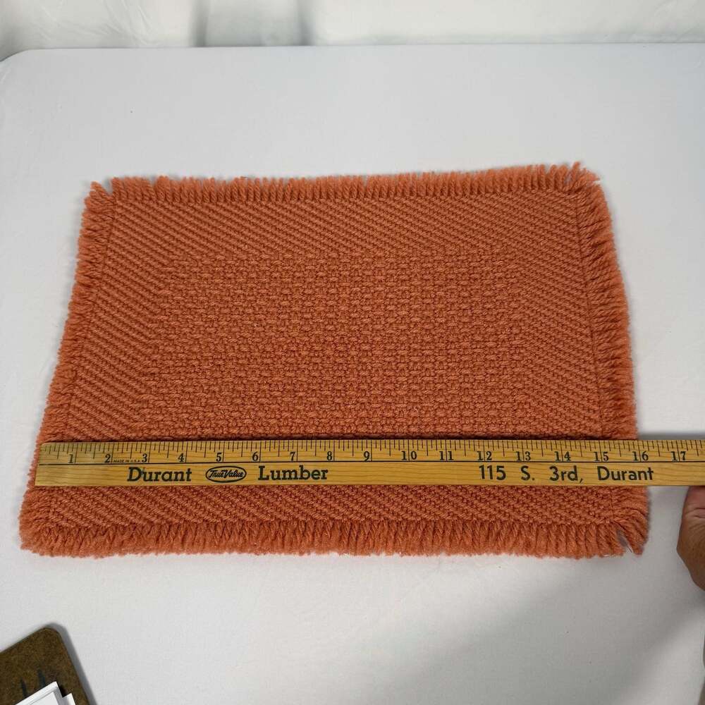 Vintage 1970's Coral Woven Placemats, Set of 4 - Picture 3 of 5